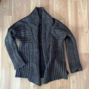 Charcoal Knit Women's Open Cardigan